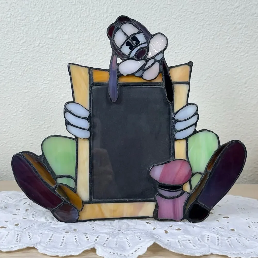 Vintage Dale Tiffany Mickey & Co Disney Goofy Stained Glass 3.5 x 5 Photo Frame